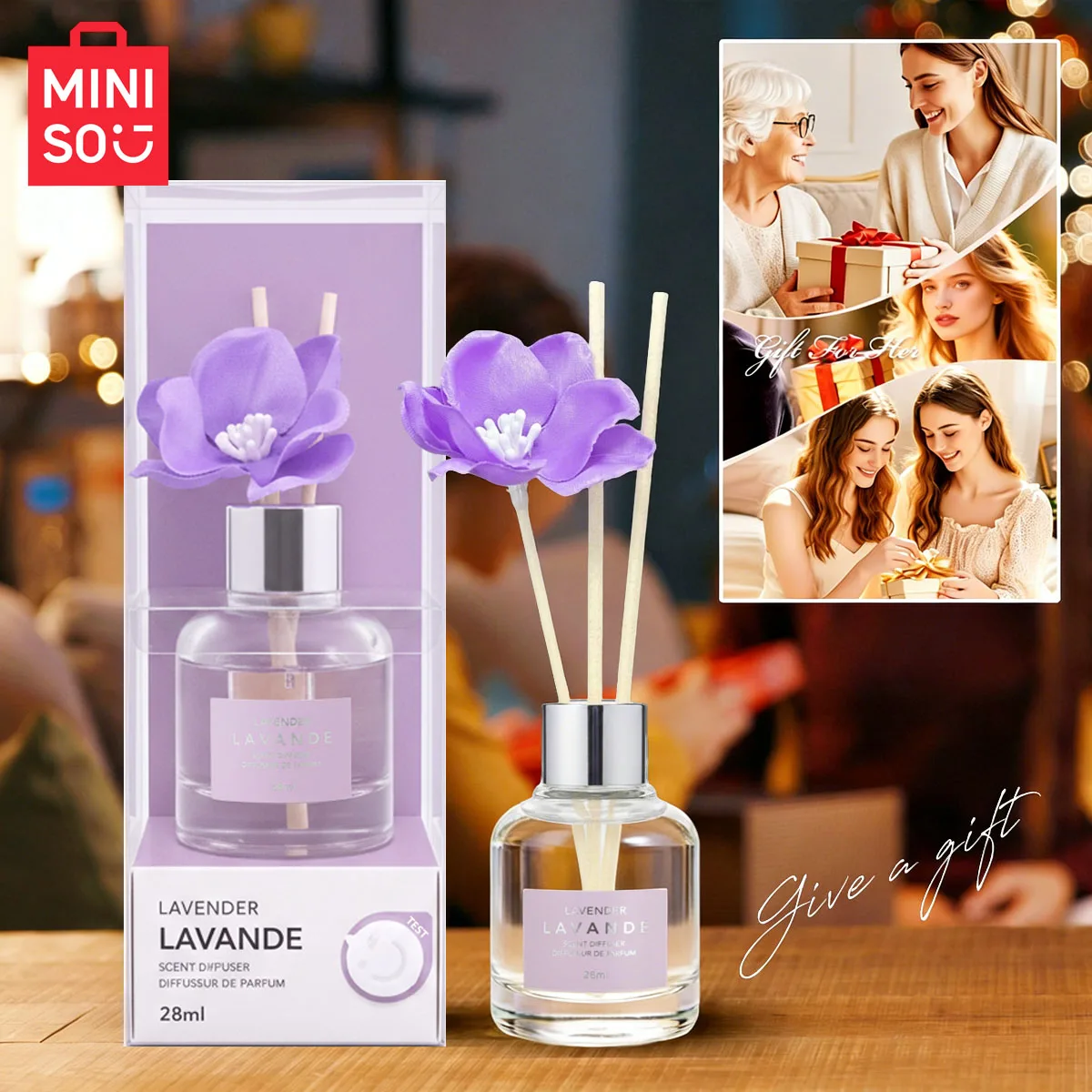 

Ароматический диффузор MINISO Green Plants, бездымный, с ароматом лаванды и цветка гардении, освежитель воздуха.