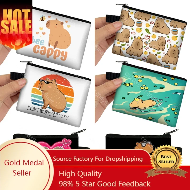 

Cute Cartoon Capybara Coin Purses Dont Worry Be Cappy Coin Money Bag Ok I Pull Up Mini Pouch ID Credit Card Holder Wallet Gift