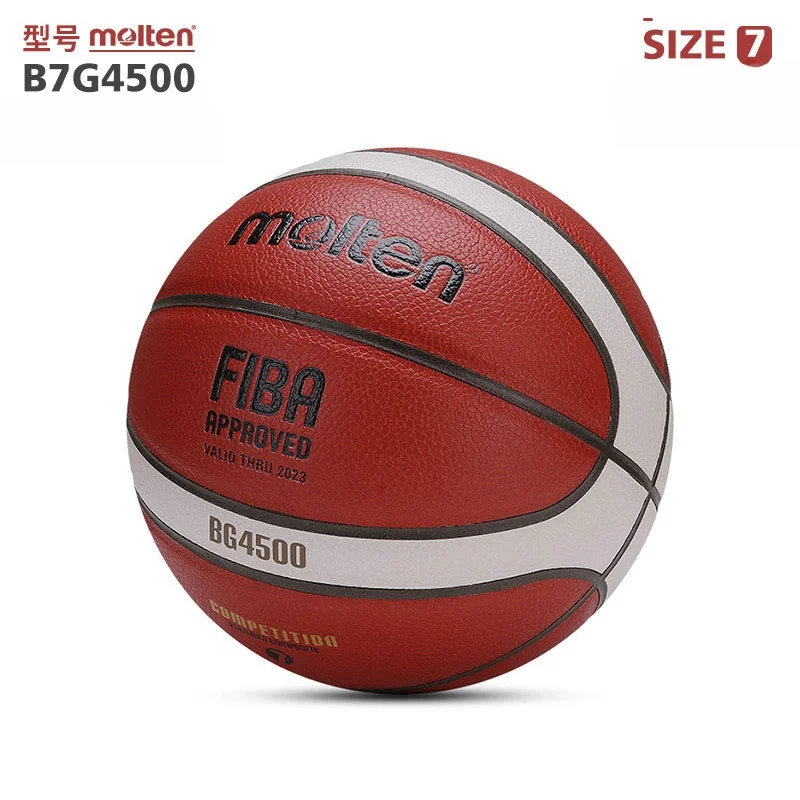 Basquete de couro fundido para a Juventude, Tamanho 7 e 6, Jogo Oficial, Indoor, Homens e Mulheres, Free Air Pump Bag, BG4500-Balls