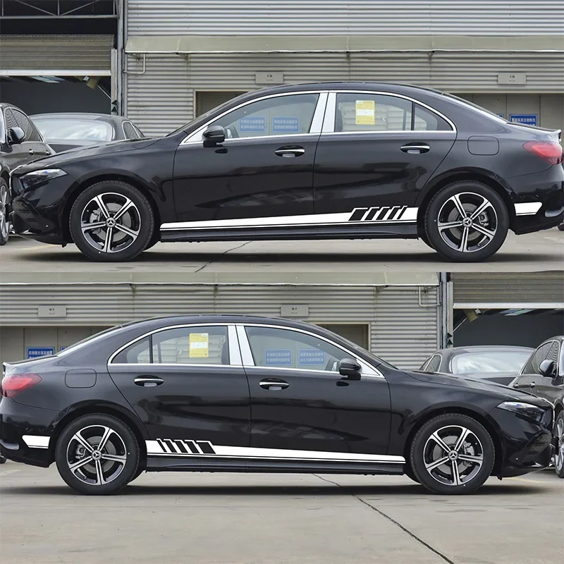

2 шт./компл. Декоративные наклейки на боковые юбки автомобиля, виниловые наклейки для Mercedes Benz W205 W203 W204 C-класса, автомобильные аксессуары