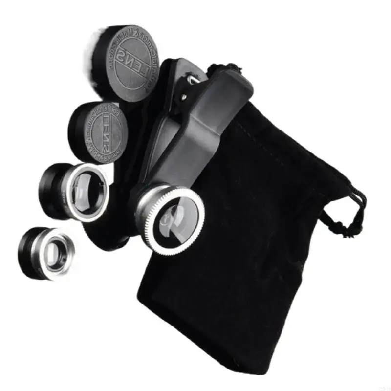20CB 3 In 1 Camera Lens Wide Macro Fish Eye Lens Clip On Smartphone Fisheye Lens Universal Camera Lens