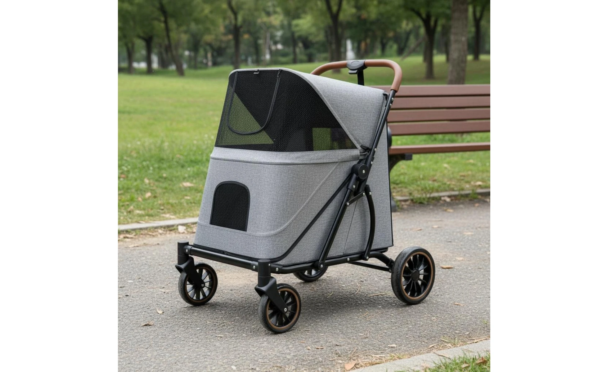 Large Dog Stroller Swivel Wheels Foldable Pet Stroller Pet Travel Enclosed for Other Pets, Outdoor Walking, Transport