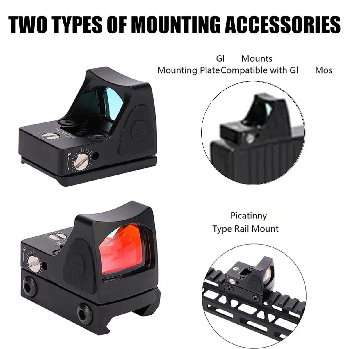 Tactical RM Red Dot Sight Reflex Scope Adjustable Dot Aluminum Alloy Optical Scope with 45° Side Mount for G17 G19 AK47 AR15 M4 view 6