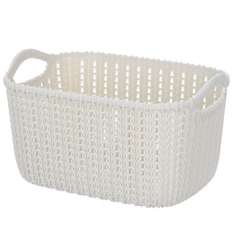 1Pc Imitation rattan storage basket Desktop storage basket sundry storage box snacks bathroom wash storage basket