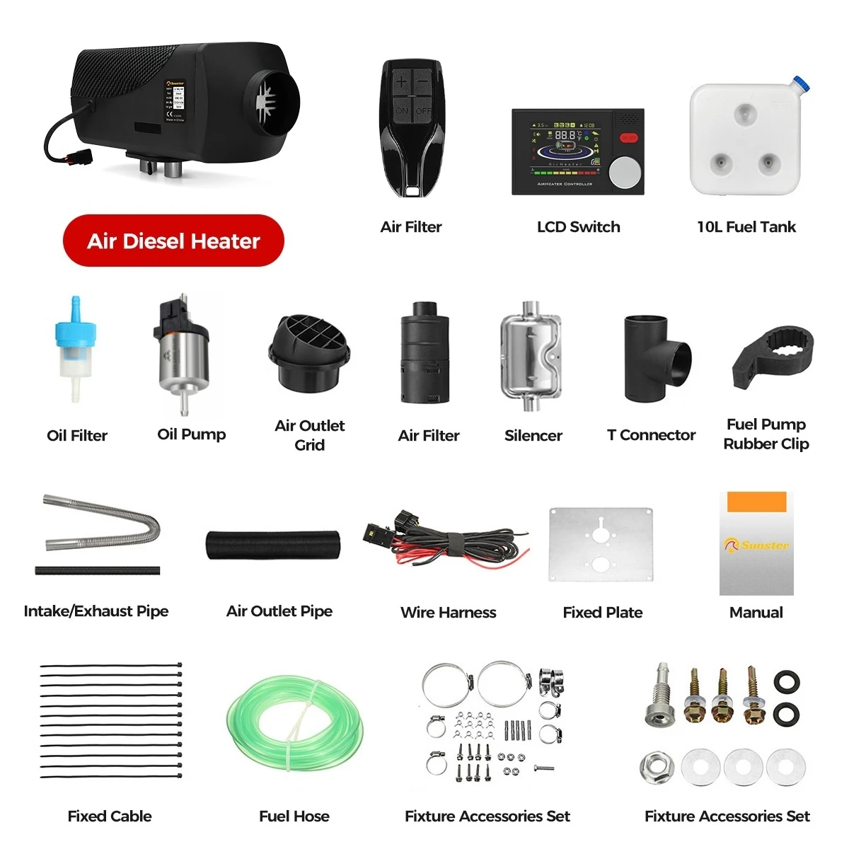 8KW 12V&24V Ultra Stille Diesel Nachtverwarmer Diesel Luchtverwarmer Met Bluetooth App/LCD Display/Afstandsbediening Voor Camper Garage