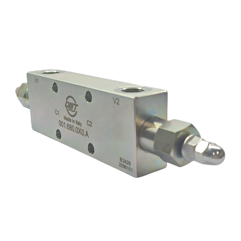OMT Pressure Control Valve Four-Way Flange Installation with In-line Body Dual Counterbalance Hydraulic Valves 3/8 in Ports