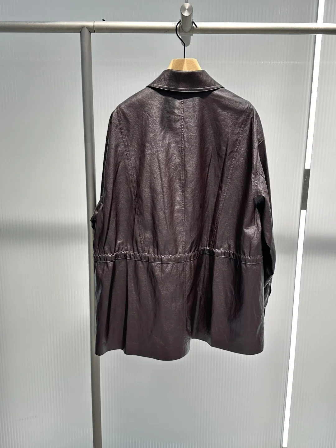 Rose Brown Mid-Length Women's PU Leather Jaet Coat Aino 2025 Autumn New Arrival Commute Sle Long Sve Other Material