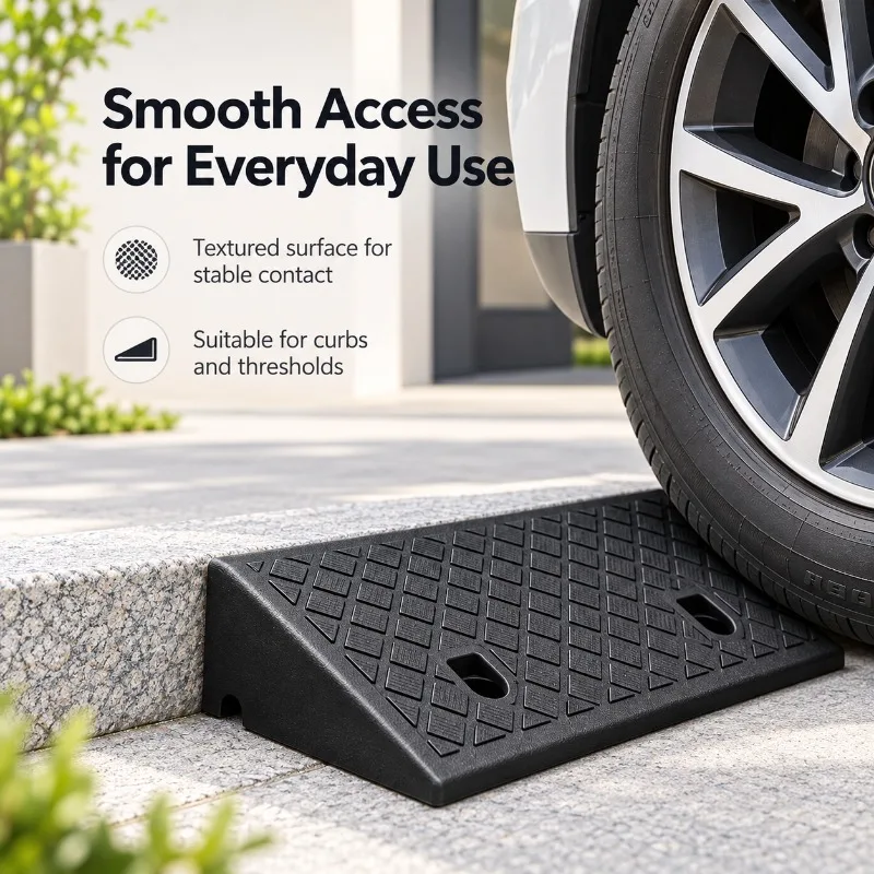 1/2/3/4PCS Plastic Kerb Ramp 50mm Non-Slip Threshold Ramp for Cars Bicycles Wheelchairs Driveway Curb Smooth Access Step