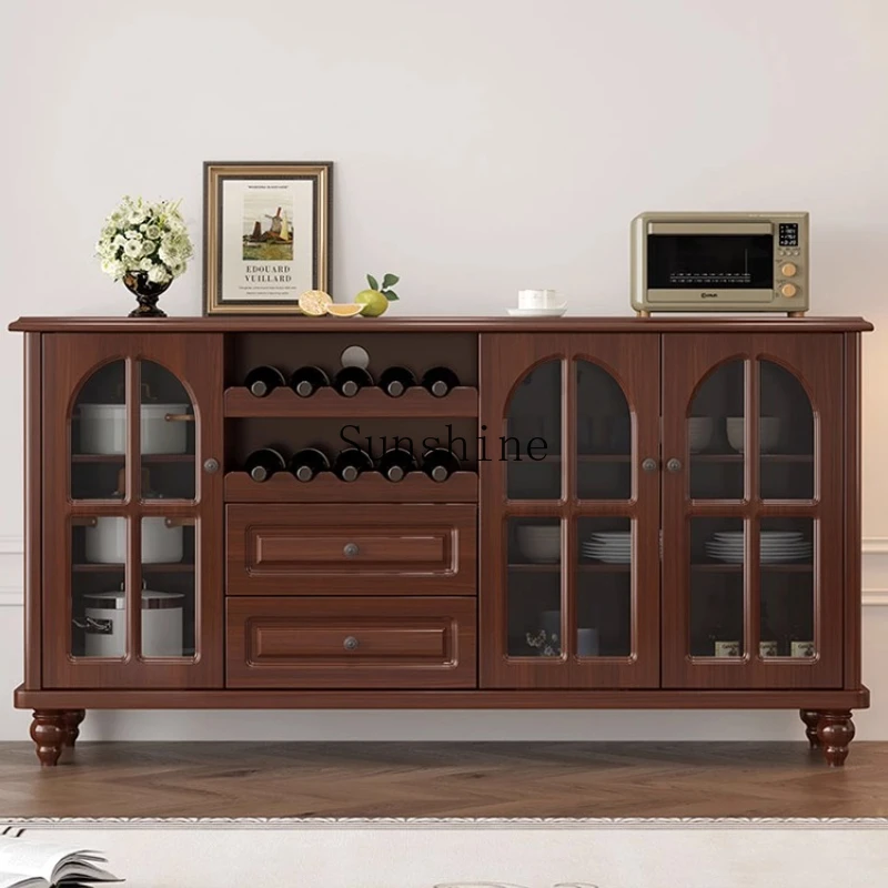 

American dining side, wine cabinet, living room against the wall for storage, kitchen integrated, tea, solid wood