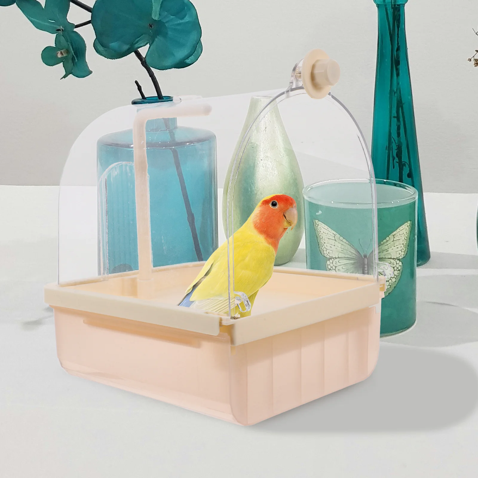 

Bird Bath for Cage 180 Circulating Spray Head Automatic Parrot Bathing Basin Easy Install Stylish Comfortable Versatile Use