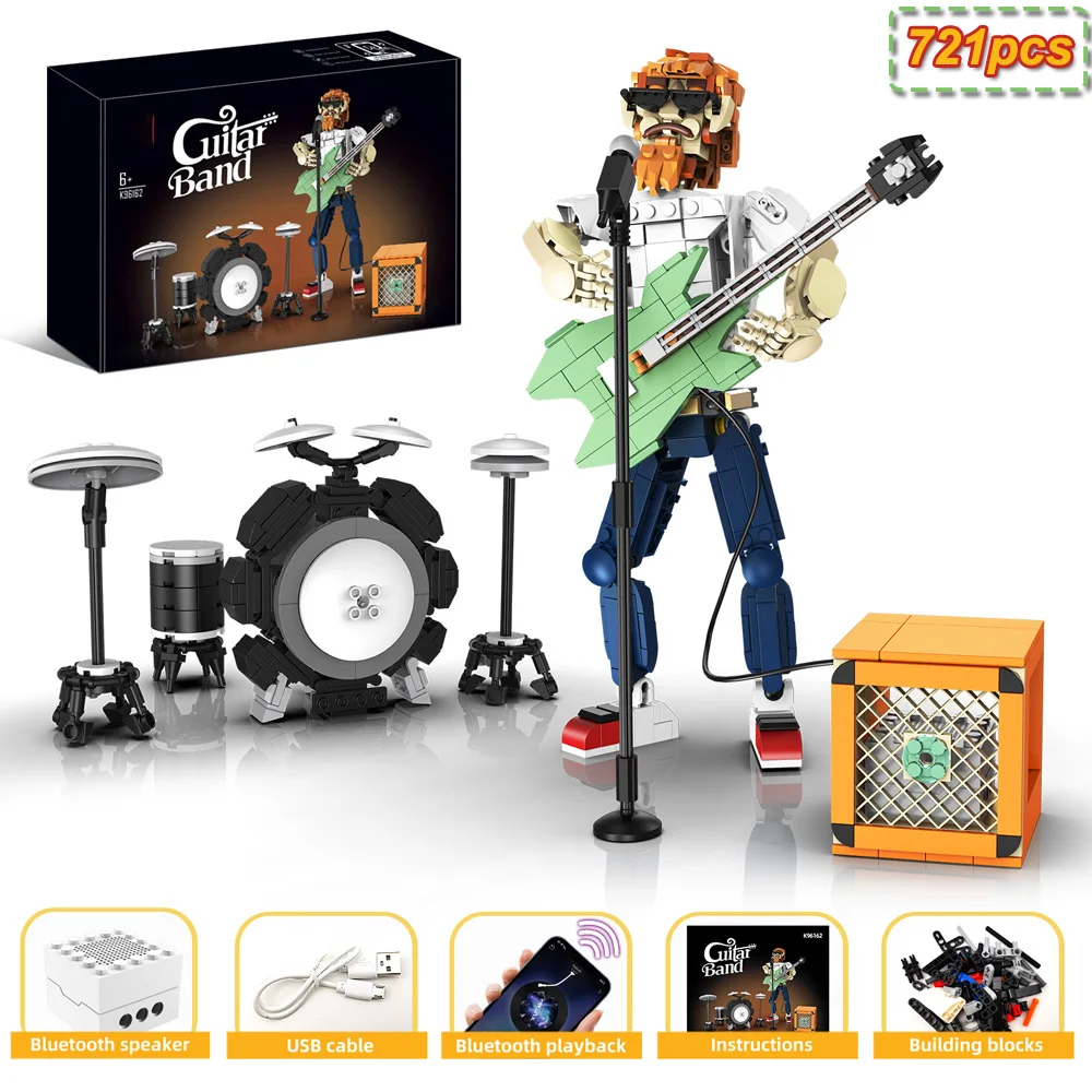K96162 تجول الغيتار المغني 721 قطعة نماذج لتقوم بها بنفسك قطعة صغيرة اللبنات الطوب MOC التجمع الفني لعب للأطفال الهدايا #1