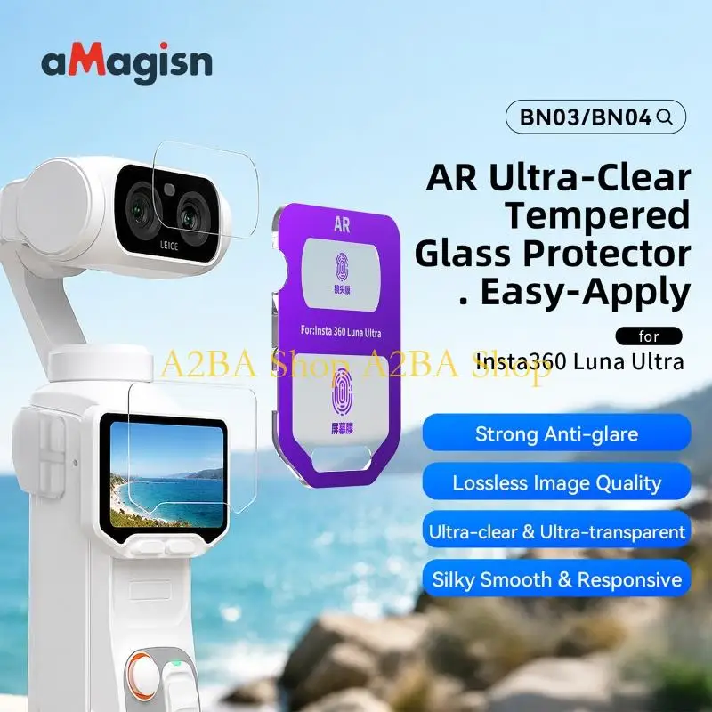 A2BA Lens and Screen Guard Tempered Glass Film for LunaUltra, Clear Tempered Glass Protector for Travel