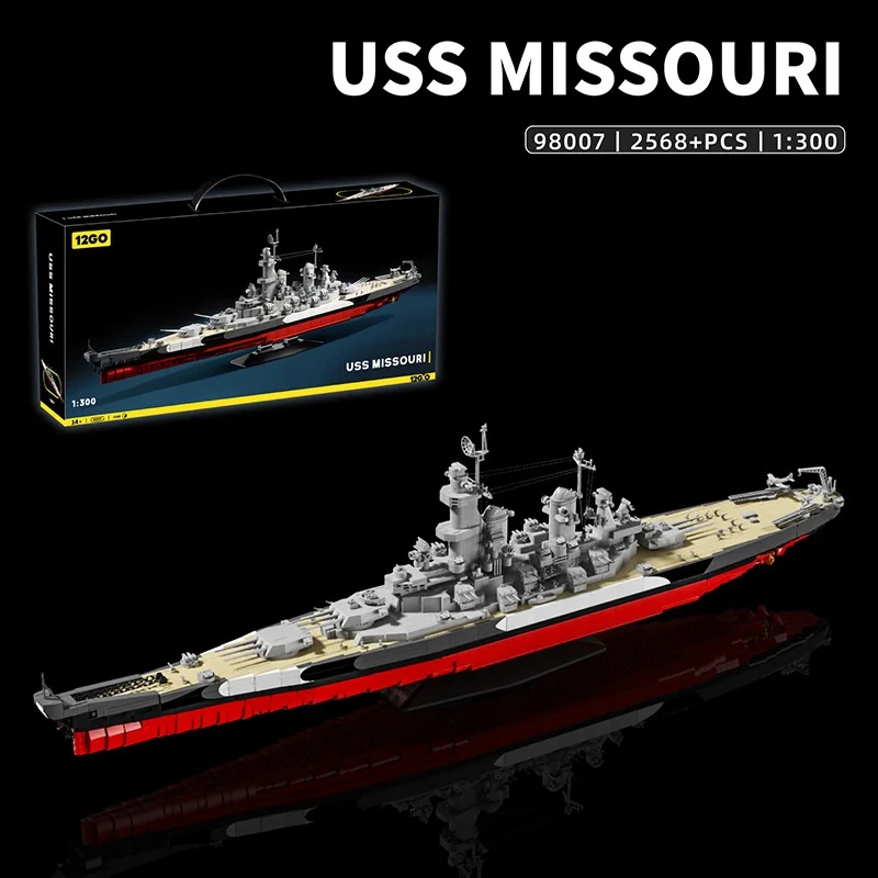 العسكرية 1:300 يو اس اس اس ميسوري اللبنات مجموعات WW2 البحرية سفينة حربية الطوب أطقم منمذجة الكبار الاطفال تحصيل هدية 2568 قطعة #1