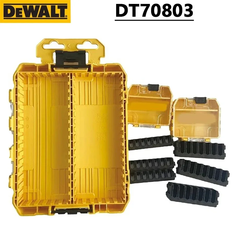 DEWALT DT70803 Grande caixa de ferramentas de armazenamento com divisórias removíveis Organizador de peças pequenas Caixa empilhável transparente DT70803-QZ