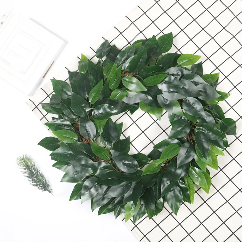 

1pc Artificial Wreath Decor Retractable Wall Hanging Green Eucalyptus Leaf Outdoor Wedding Party Summer Decoration Wreath