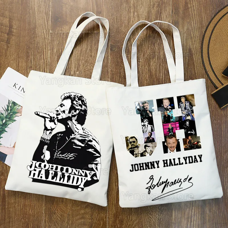 

Johnny Hallyday Холщовые простые сумки для покупок с мультяшным принтом, модная повседневная сумка-посылка
