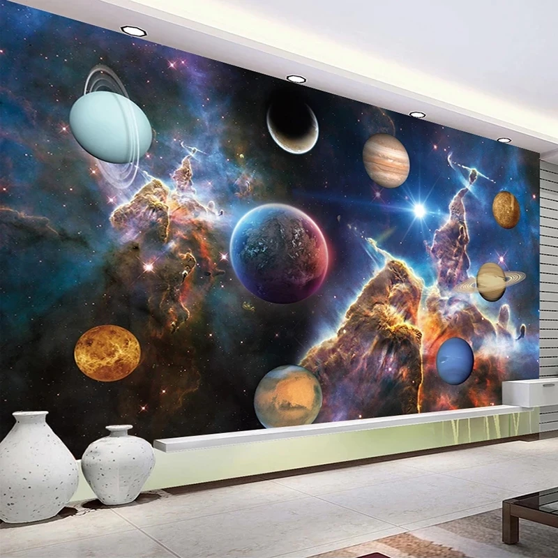 Custom Photo 3D Beautiful Universe Galaxy Starry Sky Mural Restaurant Bedroom Poster Wallpaper Living room TV background wall 8d