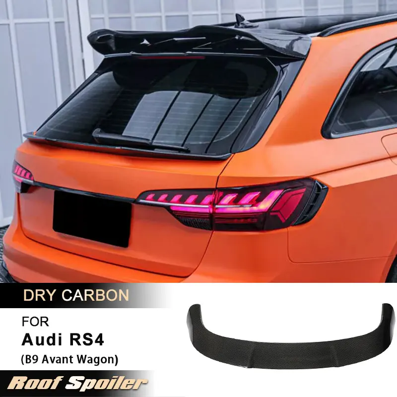 

Автомобильный задний спойлер на крышу, крылья для Audi RS4 B9 Avant Wagon 2020 2021, гоночный задний спойлер, крыло, губа, комплект кузова, Prepreg Dry Carbon