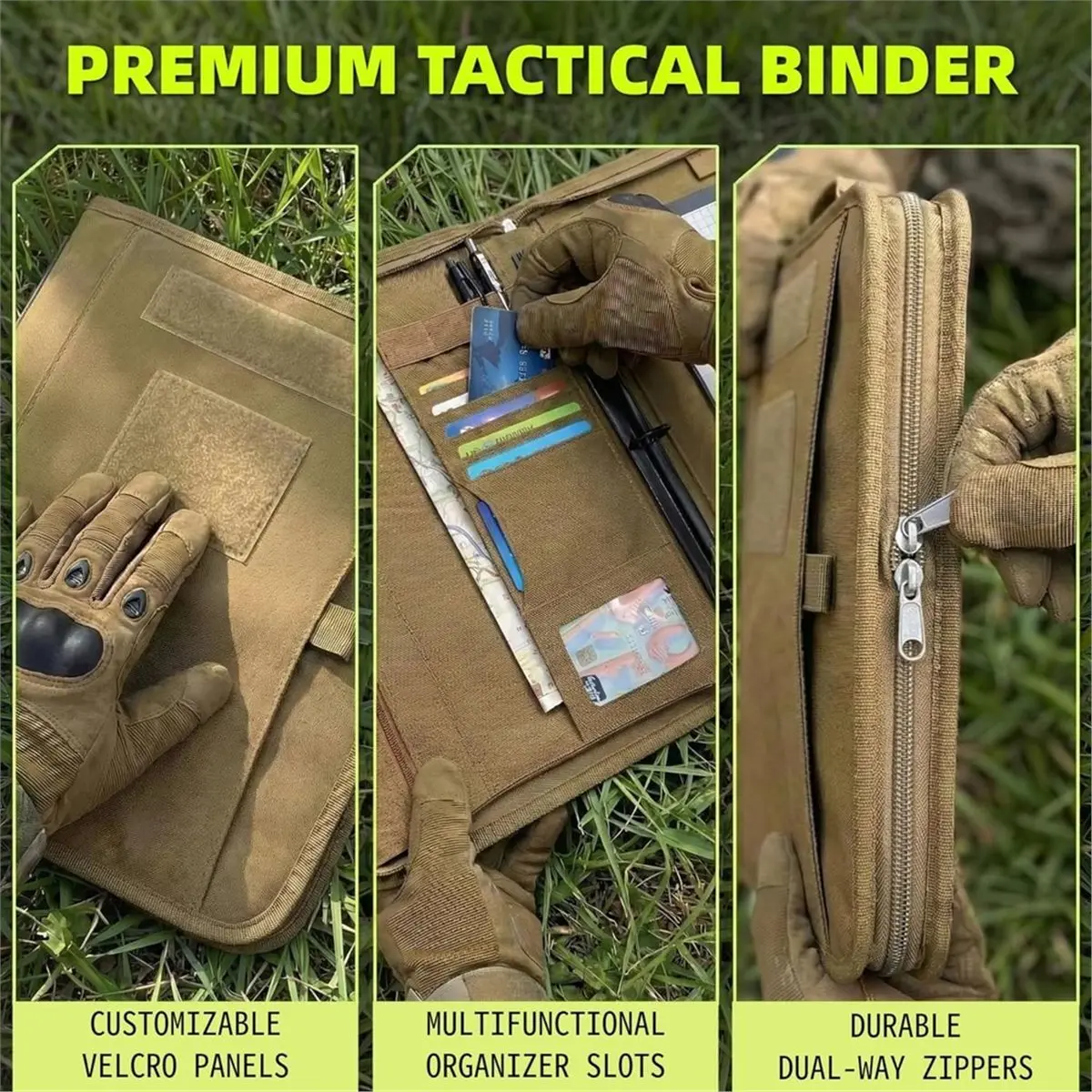 Multi-use Gear Portfolio Padfolio Binder Detachable 3-Ring Planner,with A4 Letter Paper,Multi-Pocket Carry Bag for Gift,Out-Work
