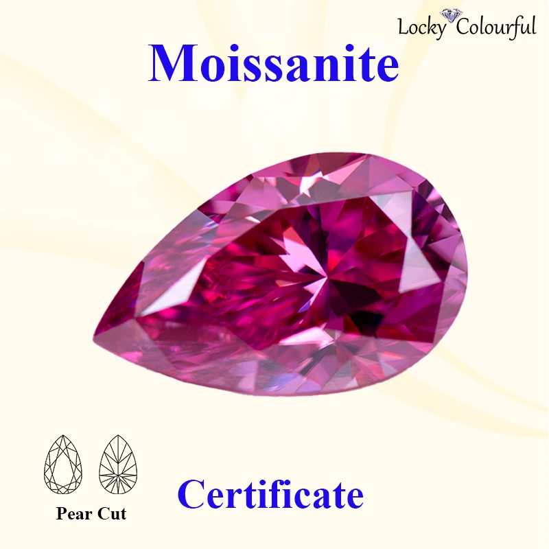 Moissanite Pear Shape Pink Color Charms Beads VVS1 for Diy Jewelry Making Bracelet Necklace Main Materials with GRA Certificate