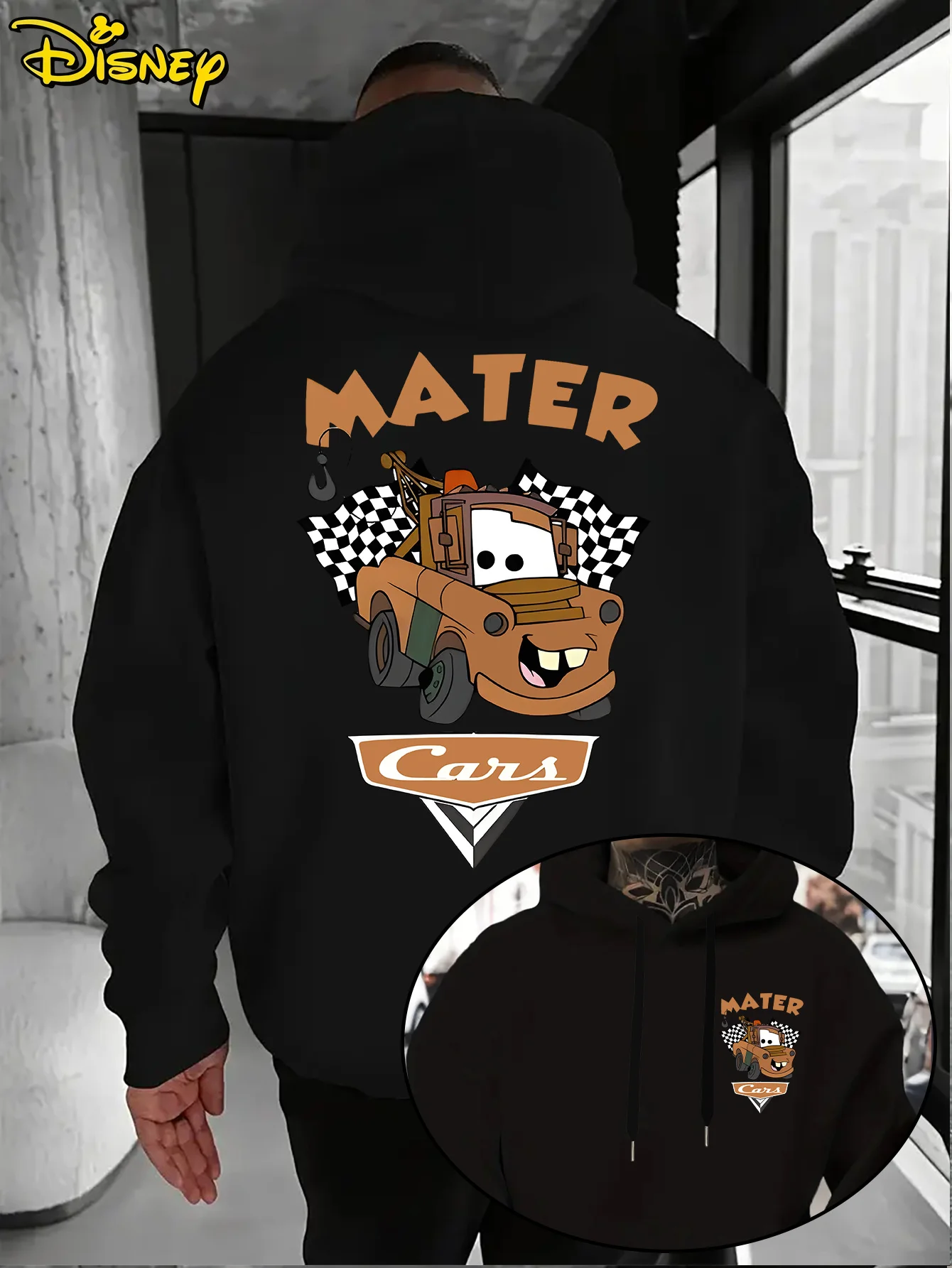 

Мужские толстовки Disney Cars Mater, модная уличная одежда большого размера, толстовки унисекс, осенне-зимние флисовые повседневные универсальные