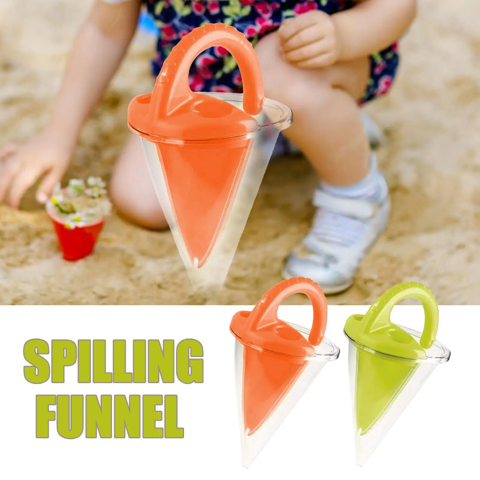 Beach Children Wash Sand Overflow Funnel Outdoor Family Sand Hopper Creative Beach Pile Sand Spills Out Of A Hand-Held Funnel