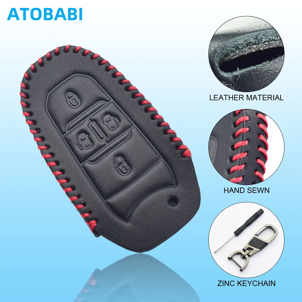 Leather Car Key Cover Bag For Peugeot Traveller Expert Bestelwagen For Citroen Spacetourer Jumpy Dispatch Remote Fobs Shell Case