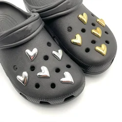 Mode Herz Gold Silber Schuhs tifte Charms für Loch Schuh niedlichen Abzeichen DIY Gartens chuh Dekorationen für Damen Sandalen Accessoires
