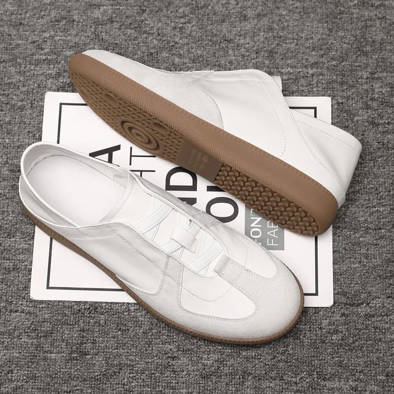 

Euro New Men Genuine Leather Casual Shoes Comfortable Flat Sport Shoes Street Cool Slip-on Sneaker