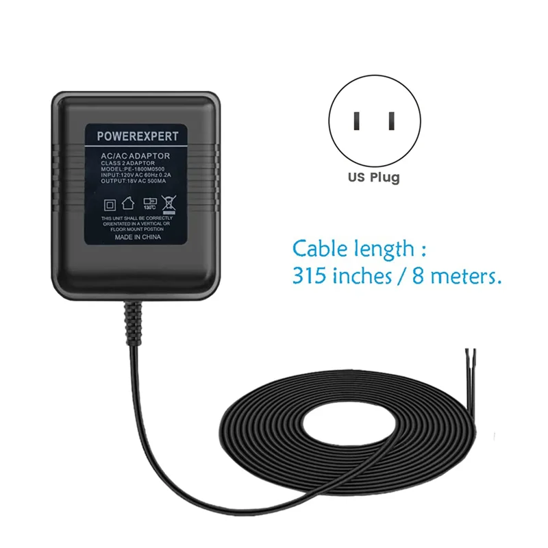 A74E-FOR Zmodo Doorbell สําหรับแหวนวิดีโอ Doorbell Pro/2 18V AC 500Ma Doorbell Adapter สายไฟ