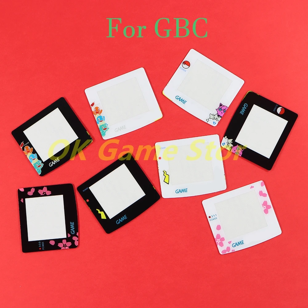 12pcs Replacement Plastic Screen Lens Protective with Pattern For GameBoy Color GBC plastic mirror panel Display