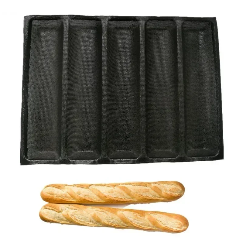 Non-Stick Baguette Wave French Bread Bakeware Perforated Baking Pan Mat for 12-Inch Sub Rolls Silicone Baking Liners