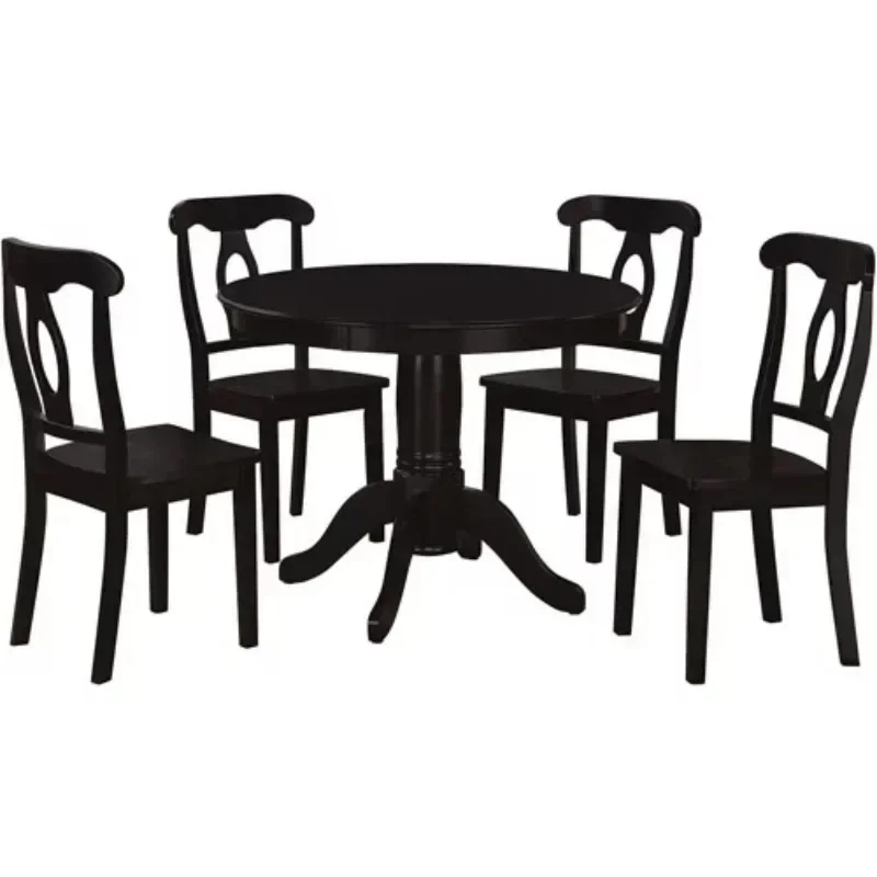 DHP Aubrey 5-Piece Traditional Pedestal Dining Set, Black