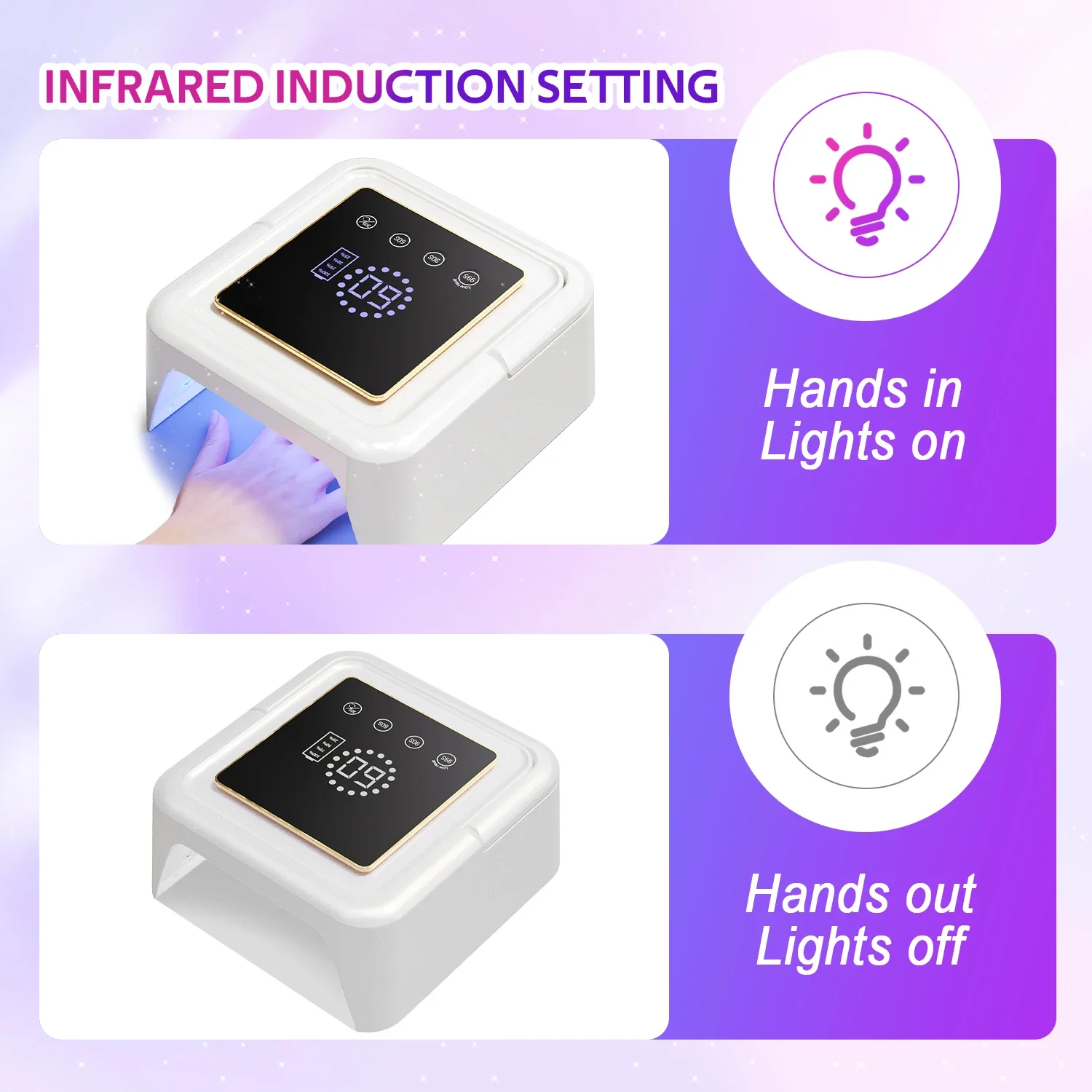 Secador de uñas UV recargable con pantalla de visualización, 36LED, lámpara de secado de uñas inalámbrica profesional para secar todos los esmaltes de Gel de uñas