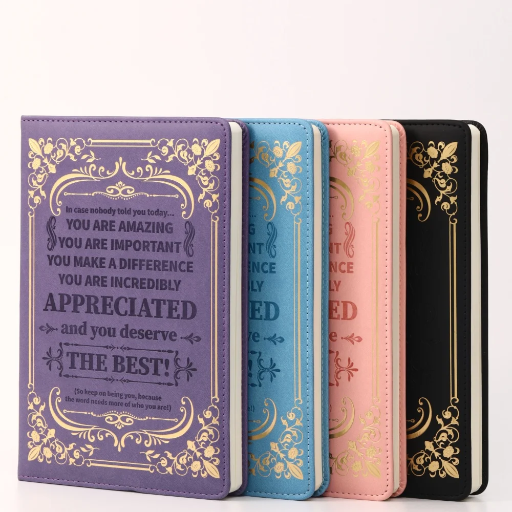 caderno-inspirador-de-couro-200-paginas-100gsm-citacao-motivacional-'voce-e-incrivel'-caderno-vintage-com-folha-dourada