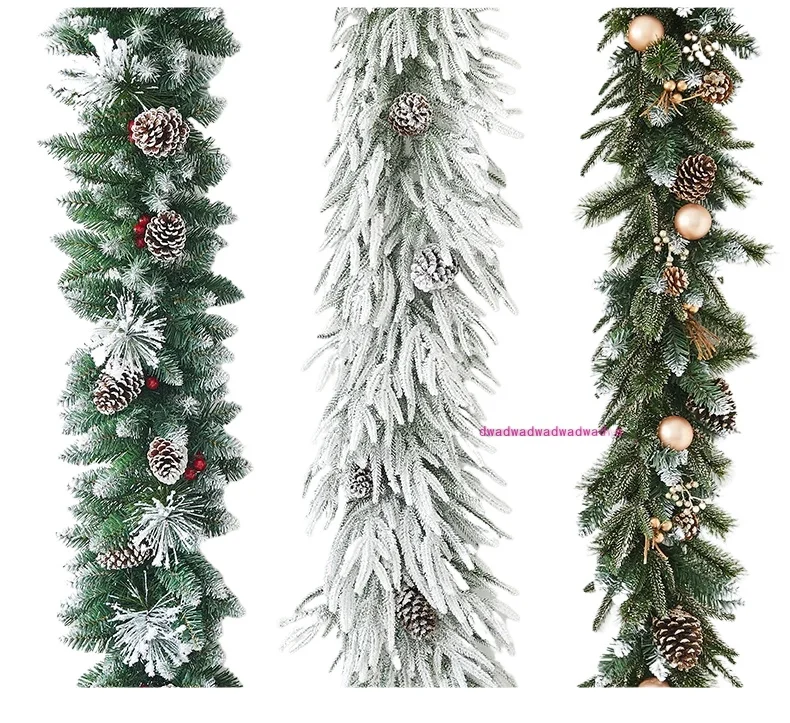 Christmas flocking sticky cedar branches with ornaments rattan pendants hotel window door pendants wall school restaurant