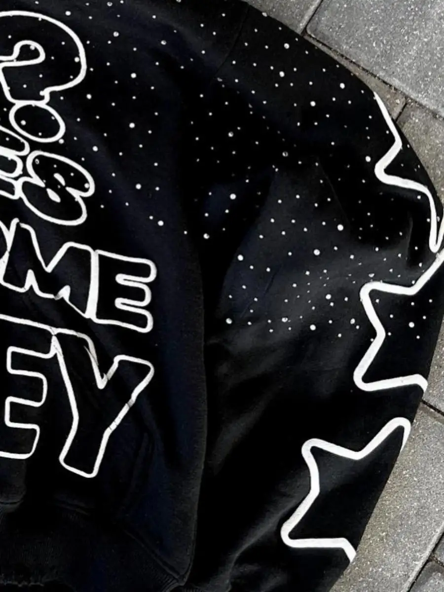 High Street Dark Storm Dot Printed Hoodie Personalized Loose Men's and Women's Autumn/Winter Hip Hop Zipper cardigan Coat