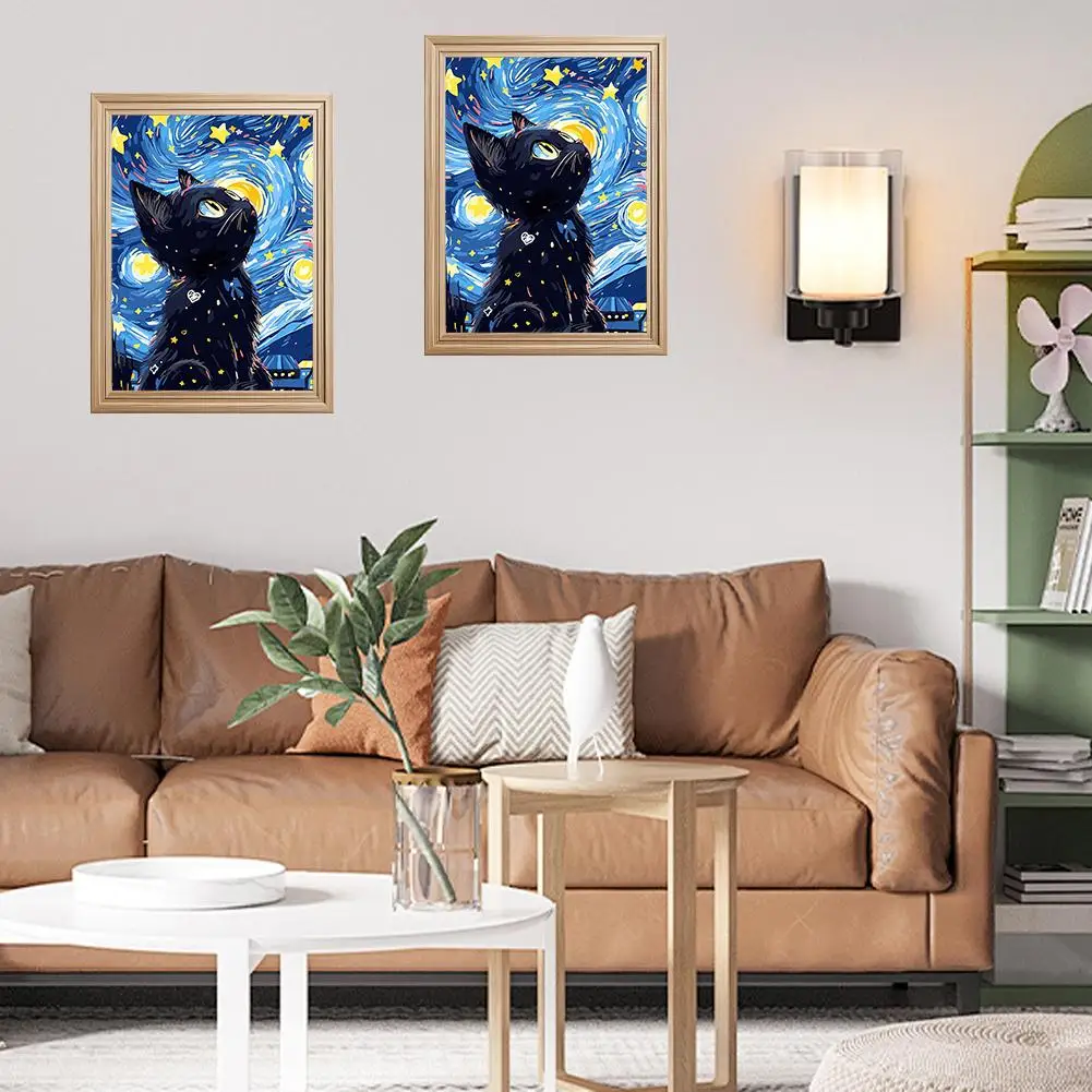 

DIY Diamond Art Painting Cat Moon Pictures Kitten Diamond ﻿ Kits On Drawing Art Wall Decor Painting Animal Canvas W6U4