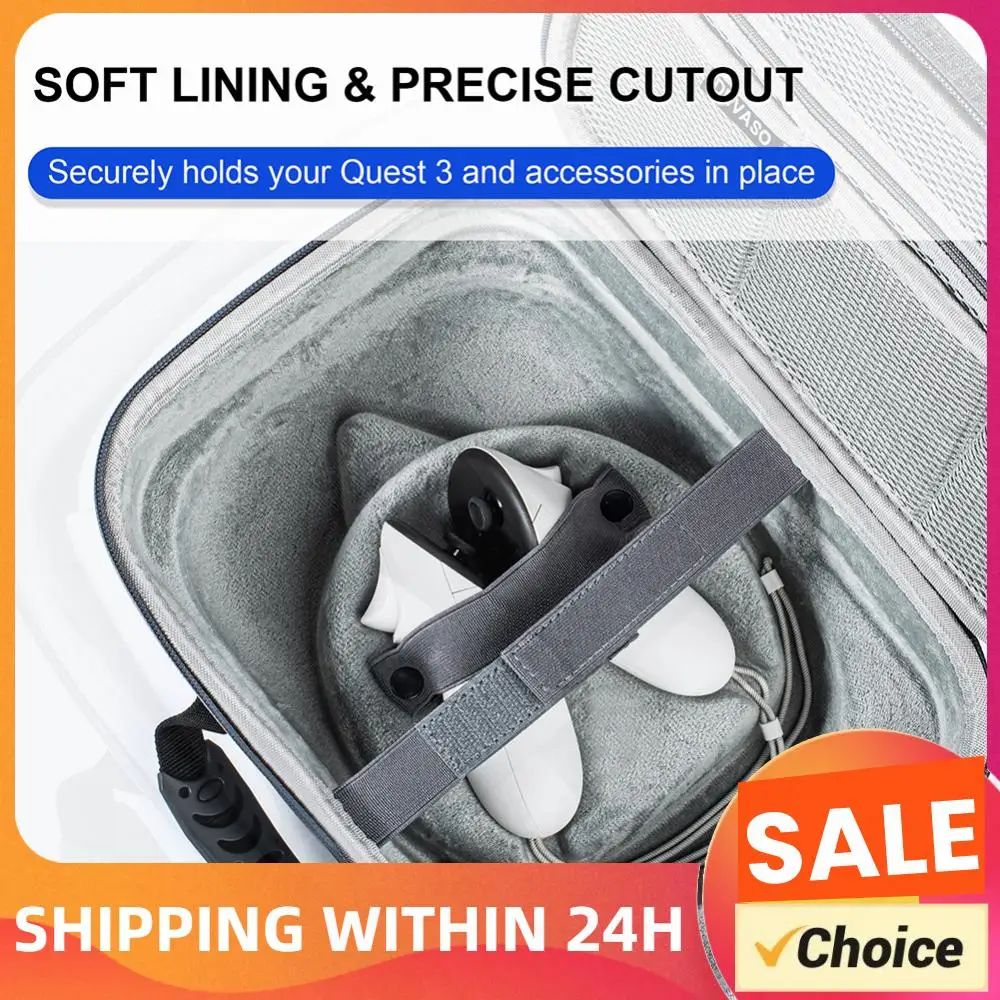 

Hard Carrying Case Portable Protection VR Gaming Bag Expandable Capacity VR Gaming HeadStrap Storage Bag Fit For Meta Quest 3
