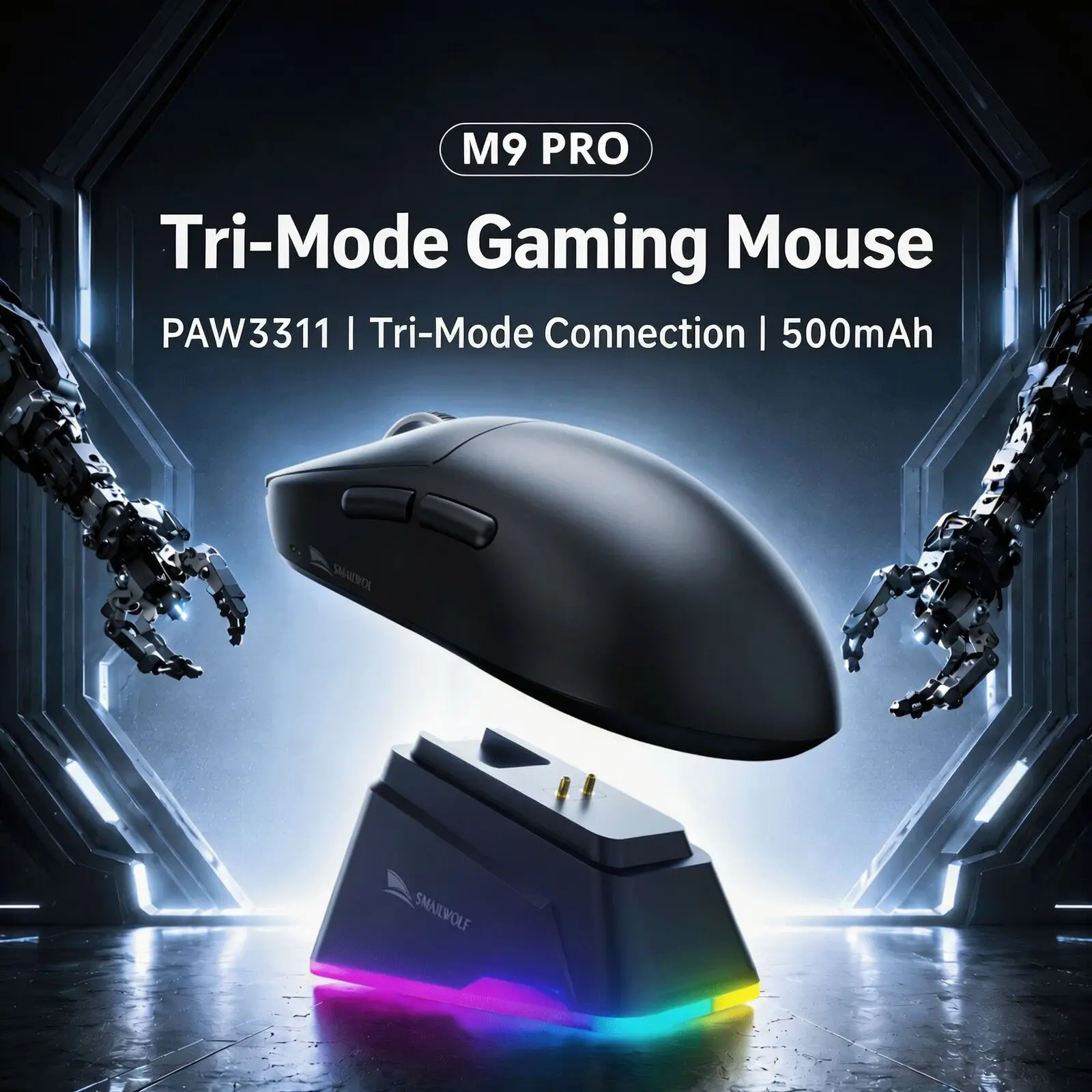 Tri-Mode Gaming Mouse PAW3311 Sensor 1000Hz 12000DPI 58g Lightweight 2.4G Bluetooth Wired USB-C Rechargeable Mice for PC Laptop