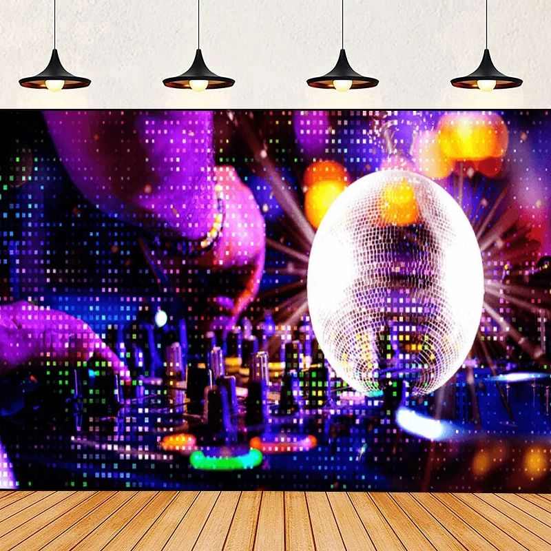 Disco Neon Night Photography Backdrop Vintage 70s 80s 90s Let's Glow Crazy Happy Birthday Party Decor Background Banner Supplies