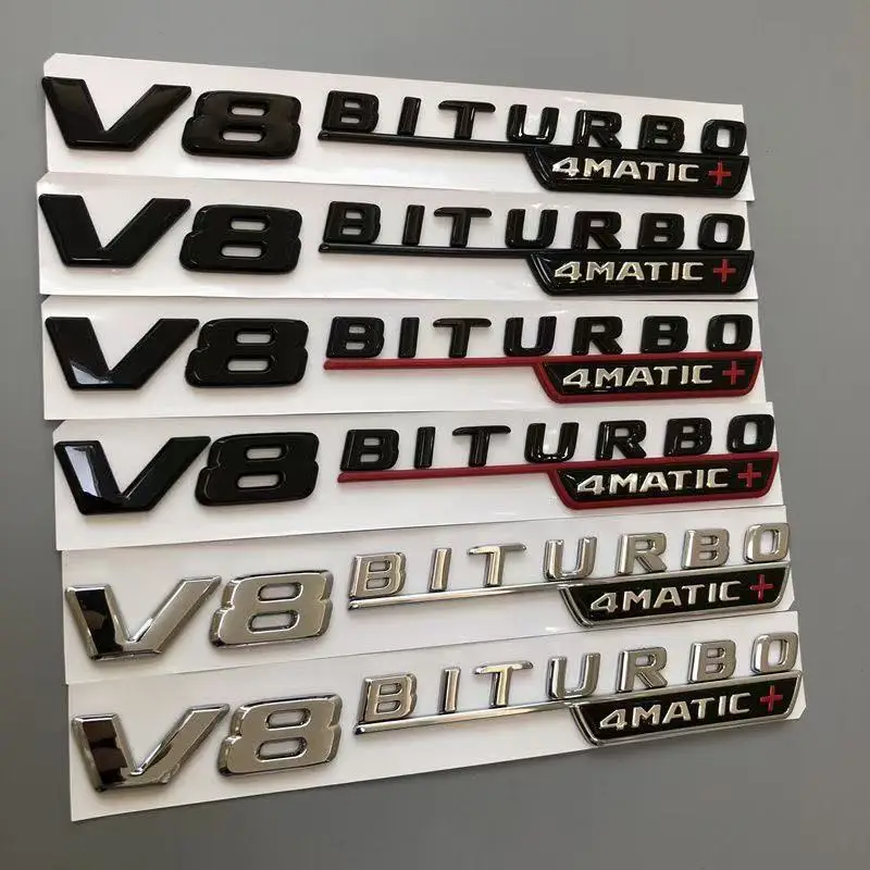 Emblemat boczny błotnika samochodowego V8 Biturbo 4matic Logo do Mercedes C63S W205 E63S W213 S63 W222 GLC63S X253 GLE63S W167 Akcesoria AMG