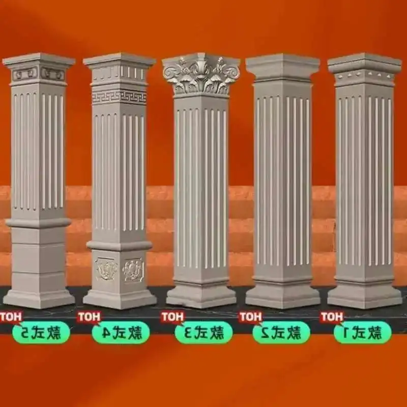 European Decorative Roman Column Mold Villa Gate Cement Square Column Mation Embossed Flower Wall Decoration Square Column Model