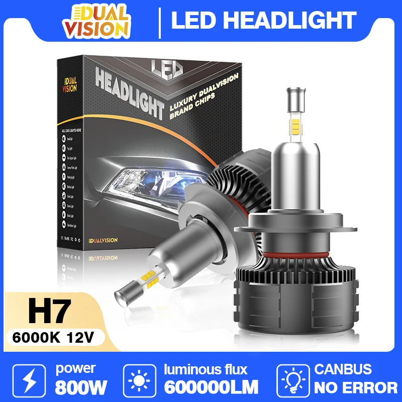 

Dualvision H7 LED Canbus 360 H4 H1 H11 9005 9006 HB3 HB4 9012 Turbo Bi Led Projector Lens Headlight Bulbs 6000K Auto Fog Lamps