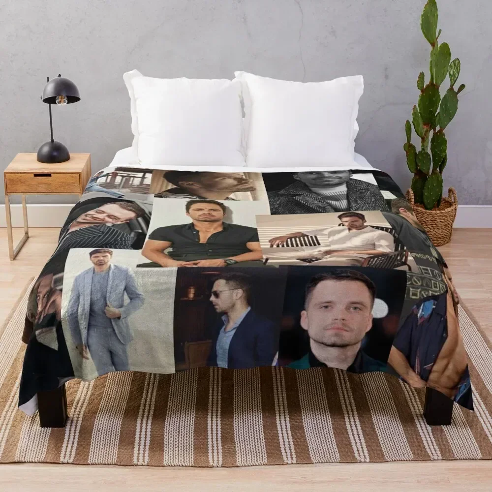 

Sebastian stan collage Throw Blanket Flannel Fleece Soft Warm Throw Blanket