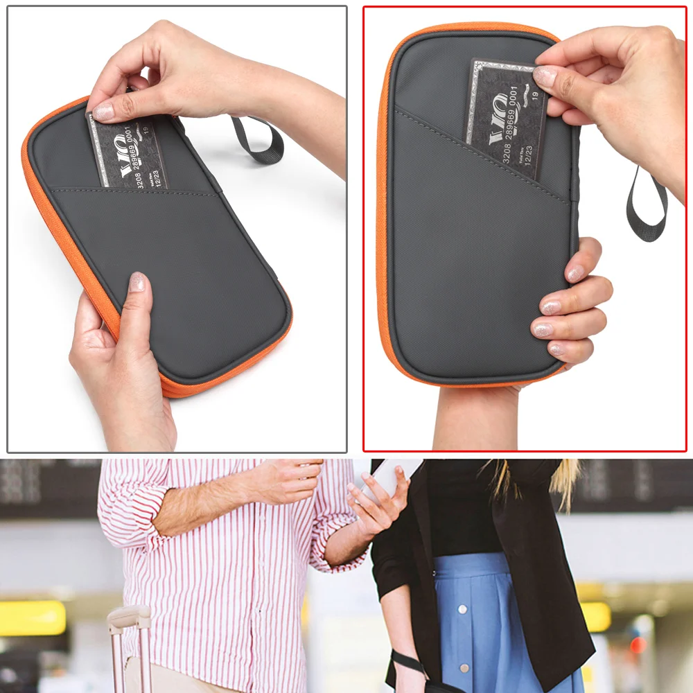 Multi-Functional Portable Passport Document Bag Anti-Theft Family Storage Card Holder Handbag Convenient Carry-On Organizer