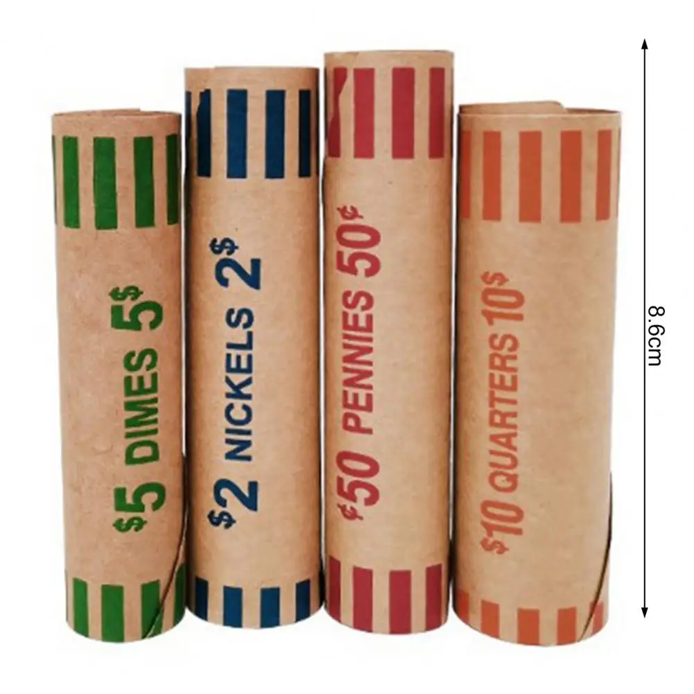 لفات مغلفة عملة مسبقة التشكيل ، لفات مشفرة ملونة متنوعة ، بنسات لمتاجر التجزئة البنوك ، 10 قطعة