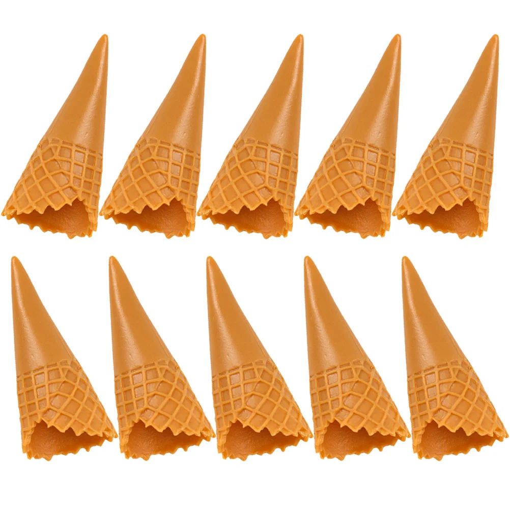 12 Pcs Mini Toys Crispy Cone Plastic Ice Cream Miniature DIY Decoration Pretend Play Food Model Adorable House Brown Child