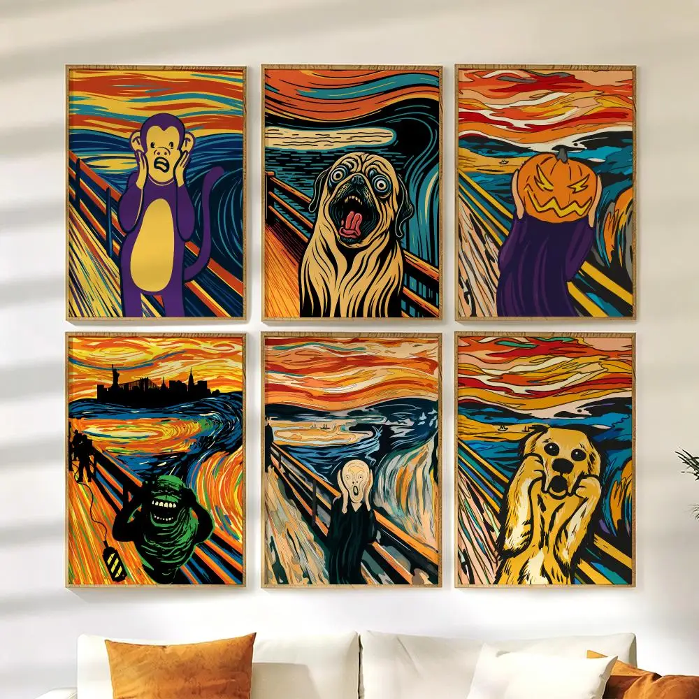 Edvard Munch The Scream Abstract Painting Calligraphy Canvas Painting Art For Bedroom Home Decor Wall Decoration Decals Gift