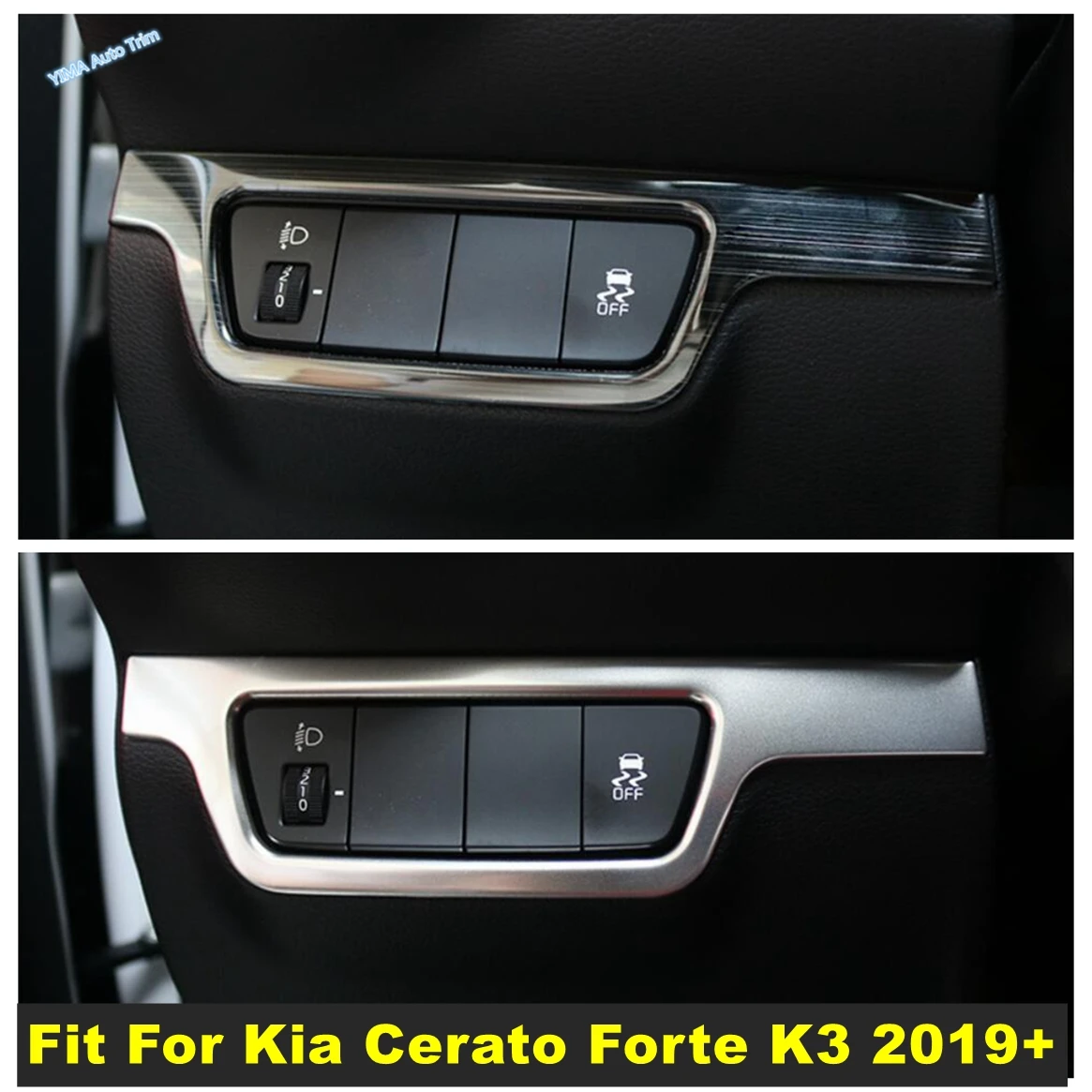 

Stainless Steel Auto Head Lights Lamps Control Decor Panel Cover Trim Interior Accessories For Kia Cerato Forte K3 2019 - 2023